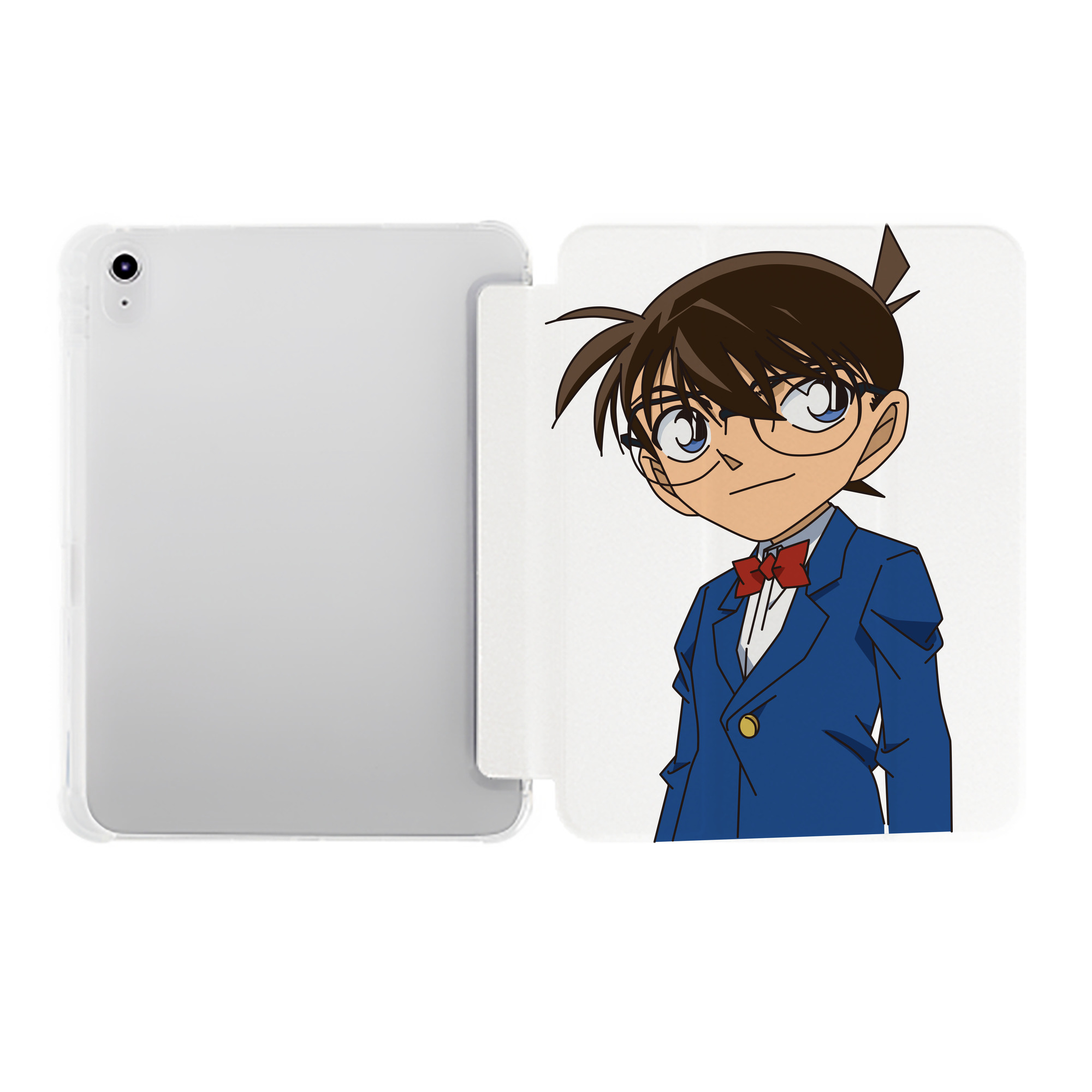（画像用） 名探偵コナン 江戸川 コナン Detective Conan Conan Edogawa IPad ケース ペン収納付き 三つ折りスタンド PUレザー×シリコン 対応機種9.5/10.5/10.9インチ